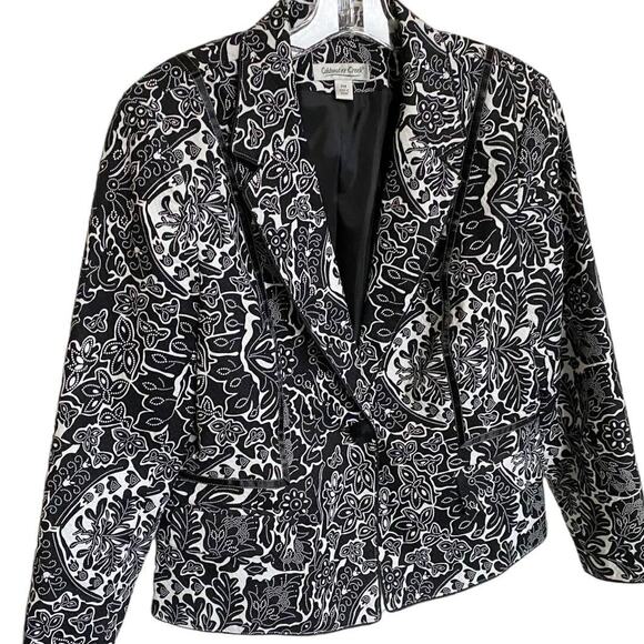 Coldwater Creek Black and‎ White Blazer Petite - M Excellent - Picture 9 of 13